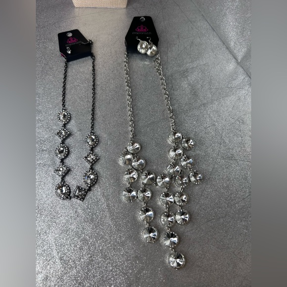 Chunky Rhinestone Statement Blingy Necklace & Earrings 4pc Bundle Set New NWT - Picture 3 of 11